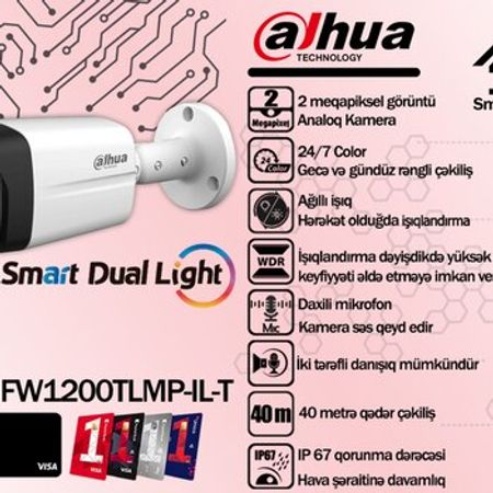 Dahua 2MP Two-way talk analoq kamerası HAC-HFW1200TLMP-IL-T – Təhlükəsizlik avadanlığı – Bakı – ucuztap.az