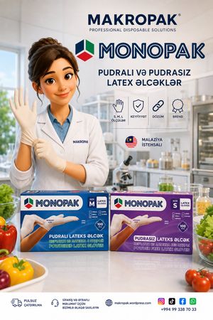 Monopak marka pudralı və pudrasız lateks əlcəklər – Bakı – ucuztap.az