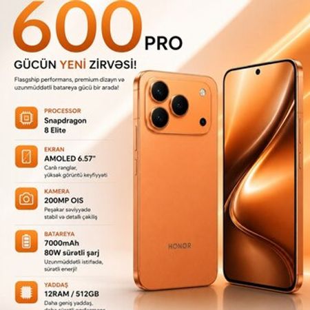 Honor 600 Pro Orange 512GB/12GB – Bakı – ucuztap.az