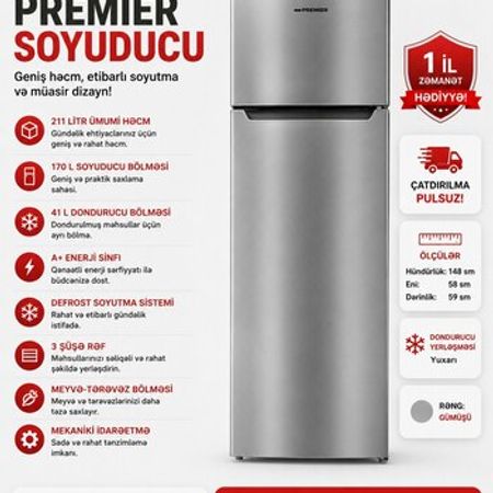 Soyuducu Premier PRM 211 TFDF/I – Xırdalan – ucuztap.az
