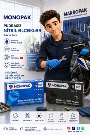 Pudrasız qara və göy nitril əlcəklər (Monopak) – Bakı – ucuztap.az