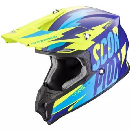 Motosiklet dəbilqəsi SCORPION VX 16 EVO AIR Slanter Matt Blue-Neon yellow – Bakı – ucuztap.az