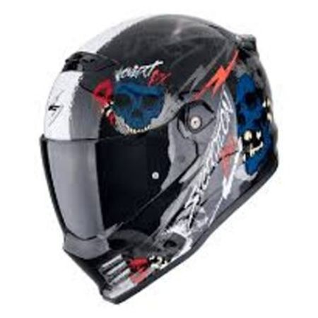 Motosiklet dəbilqəsi COVERT FX SKULLZ Black-Grey-Red – Bakı – ucuztap.az