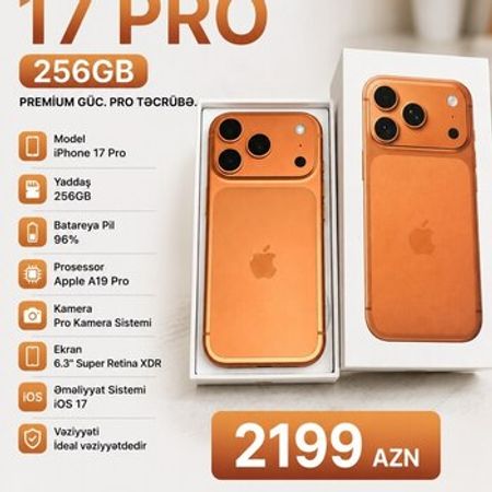 Apple iPhone 17 Pro Cosmic Orange 256GB/12GB – Bakı – ucuztap.az
