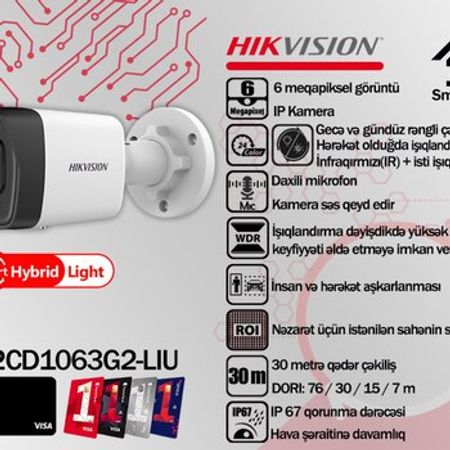 Hikvision 6MP IP videomüşahidə kamerası DS-2CD1063G2-LIU – Bakı – ucuztap.az