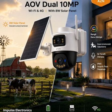 IMOU AOV Dual 10MP 4G/Wi-Fi Solar Kamera – 5MP+5MP – Bakı – ucuztap.az