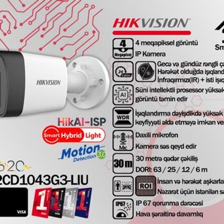IP videomüşahidə kamerası Hikvision ColorVu 3.0 4MPDS-2CD1043G3-LIU – Bakı – ucuztap.az