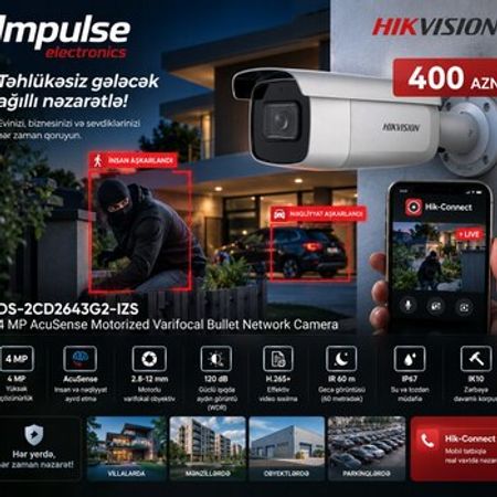 Hikvision 4MP AcuSense IP Çöl Kamerası | 2.8-12mm Motorlu Zoom, 60m IR – Təhlükəsizlik avadanlığı – ucuztap.az