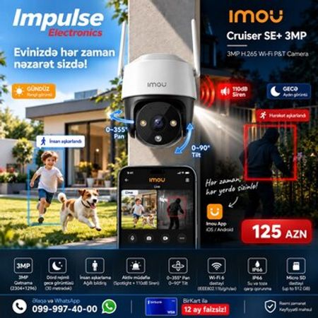 IMOU Cruiser SE+ 3MP Wi-Fi 6 çöl kamerası – 360° PTZ – Təhlükəsizlik avadanlığı – ucuztap.az