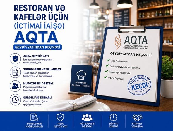Restoran və kafelər üçün (içtimai iaşə) AQTA qeydiyyatdan keçməsi – Bakı – ucuztap.az