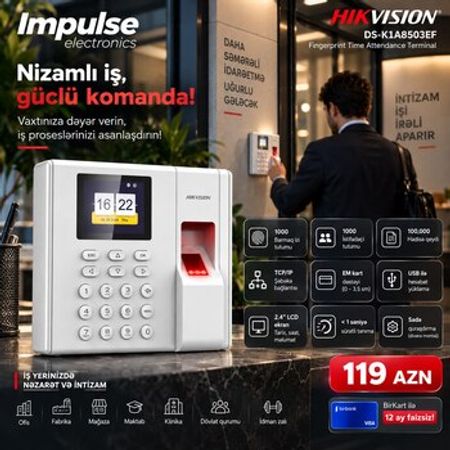 Hikvision DS-K1A8503EF İşçi Davamiyyət və İş Vaxtına Nəzarət Sistemi – Bakı – ucuztap.az