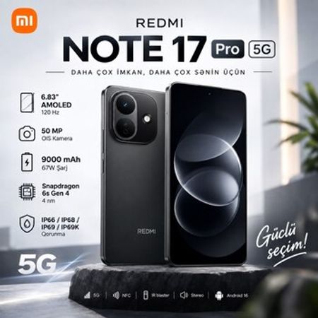 Xiaomi Redmi Note 17 Pro Black 256GB/8GB – Telefonlar – ucuztap.az