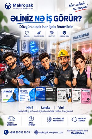 Birdəfəlik tibbi pudrasız nitril əlcəklər – Bakı – ucuztap.az