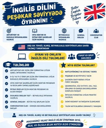 İngilis dili –Dim,Orta Məktəb,General English,Duolingo – Bakı – ucuztap.az