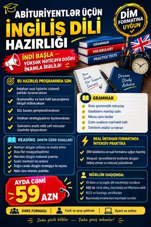 Abituriyentlər üçün İngilis dili üzrə sistemli və nəticəyönümlü hazır – Abşeron – ucuztap.az