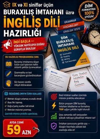 9-Cu və 11-ci siniflərə Buraxılış İmtahan üzrə İngilis dili – Abşeron – ucuztap.az
