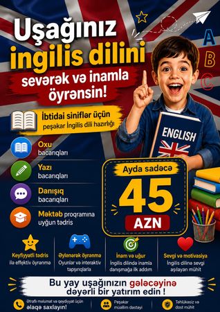 İbtidai siniflər üçün peşəkar İngilis dili hazırlığı – Abşeron – ucuztap.az