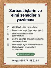 Sərbəst işlərin və digər elmi sənədlərin uyğun qiymətə hazırlanması