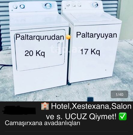 Bakida böyük professional 20 kq paltarqurudan ve yuyucu masinlar – Abşeron – ucuztap.az