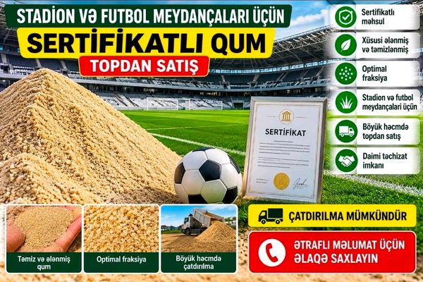 Stadion Və Futbol Meydançalari Üçün Sertifikatli QUM – Topdan Satiş – Bakı – ucuztap.az