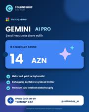 Gemini AI Pro 18 Aylıq Abunəlik – Google Süni İntellekt (Zəmanətli)