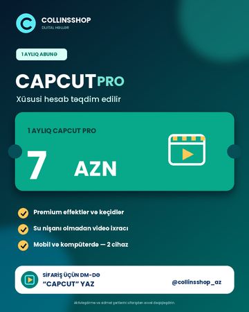 CapCut Pro 1 Aylıq Hesab – Sürətli Təhvil (Zəmanətli) – Bakı – ucuztap.az