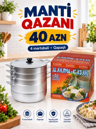 Mantı qazanı – 4 mərtəbəli, qapaqlı – Bakı – ucuztap.az