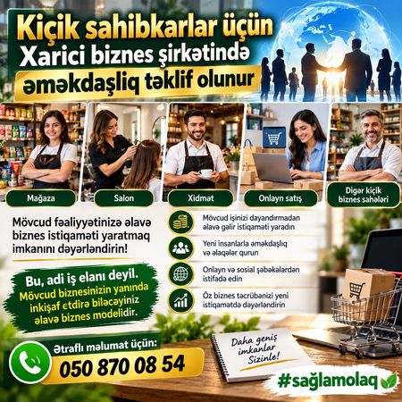 Kiçik sahibkarlar üçün əlavə biznes imkanı – Bakı – ucuztap.az