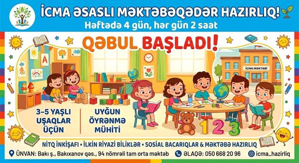 Icma əsaslı məktəbəqədər təhsil üzrə qeydiyyat başladı – Bakı – ucuztap.az