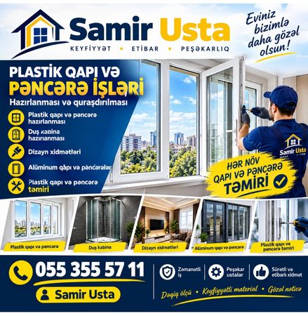 Plastik Qapi Pençere Aliminum Şüşe Usta – Bakı – ucuztap.az