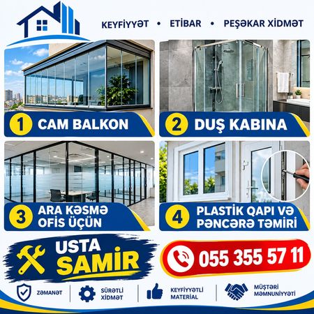Cam Balkon Duş Kabina Aliminum Usta – Bakı – ucuztap.az