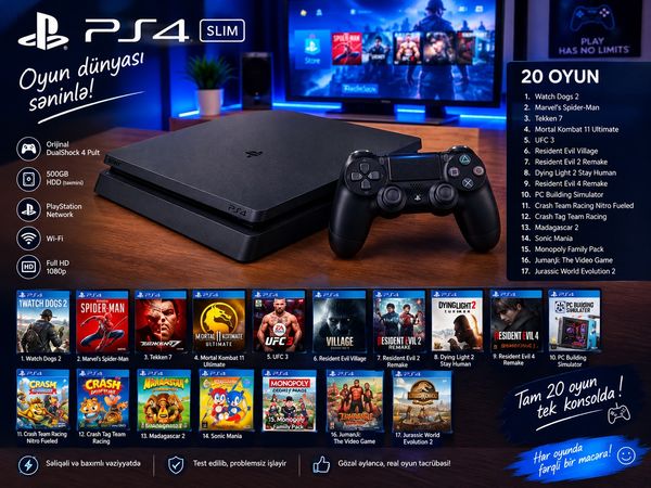 PlayStation 4 Slim Oyun Dəsti – Bakı – ucuztap.az