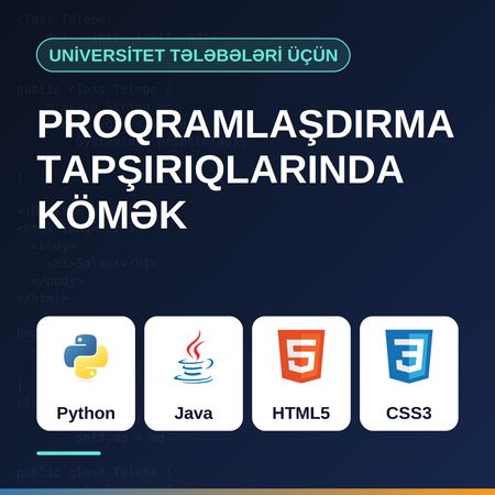 Universitet Proqramlaşdırma Tapşırıqlarında Kömək — Python, Java, HTML – Bakı – ucuztap.az