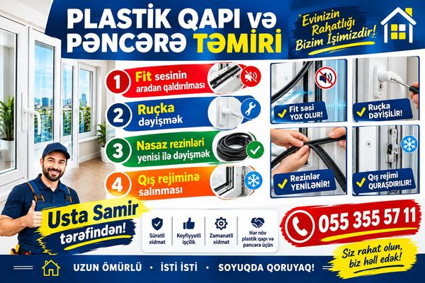 Plastik Qapi Pençere Şüşe arakesme Temiri Usta – Bakı – ucuztap.az