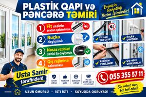 Plastik Qapi Pençere Şüşe arakesme Temiri Usta