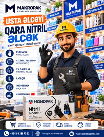 Qara nitril çıxıntılı usta əlcəyi – Bakı – ucuztap.az