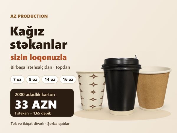 Kağız Stəkan Istehsalı Və Loqo Çapı - Topdan – Bakı – ucuztap.az