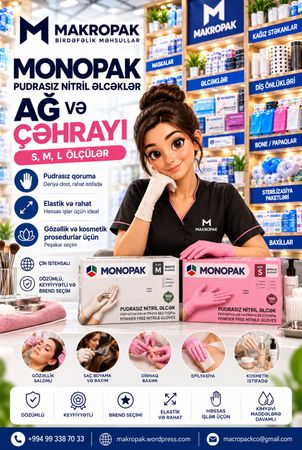 Monopak ağ və çəhrayı nitril əlcəklər – Bakı – ucuztap.az