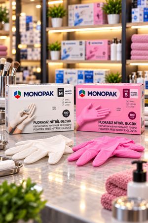 Monopak çəhrayı və ağ nitril əlcəklər – Bakı – ucuztap.az