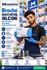 Mavi nitril əlcək S və M Broche